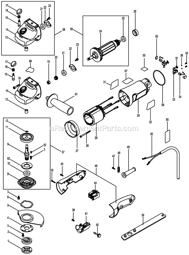 Black and Decker FS8500AG (Type 1) 4-1/2 Angle Grinder Power Tool Page A Diagram
